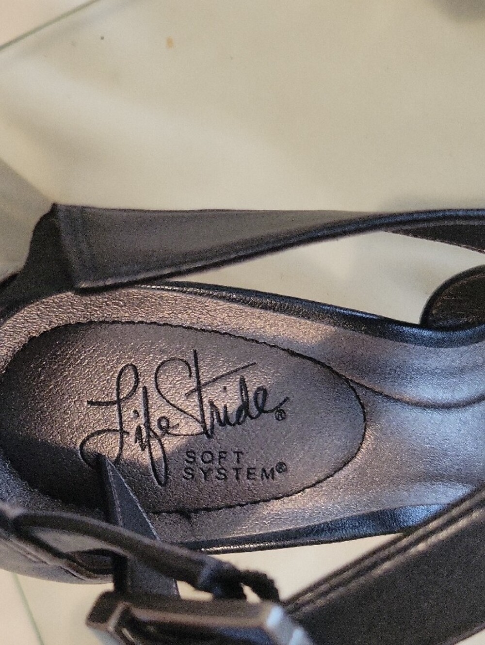 LIFE STRIDE SOFT SYSYEM sz 8.5 M Black Strappy Pointed-Toe Heels - Picture 8 of 11
